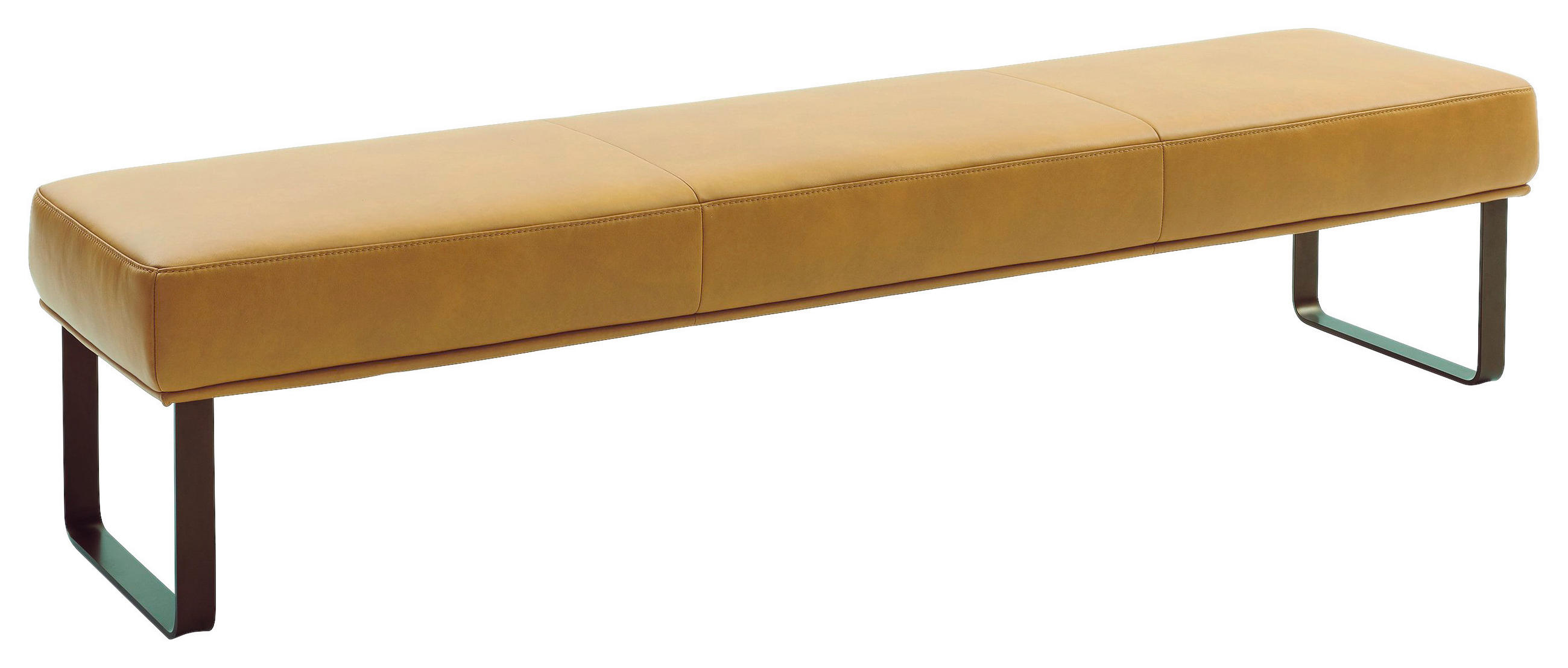SITZBANK 222/49/54 cm Echtleder Gelb, Bronzefarben Metall  - Gelb/Bronzefarben, Design, Leder/Metall (222/49/54cm) - Musterring