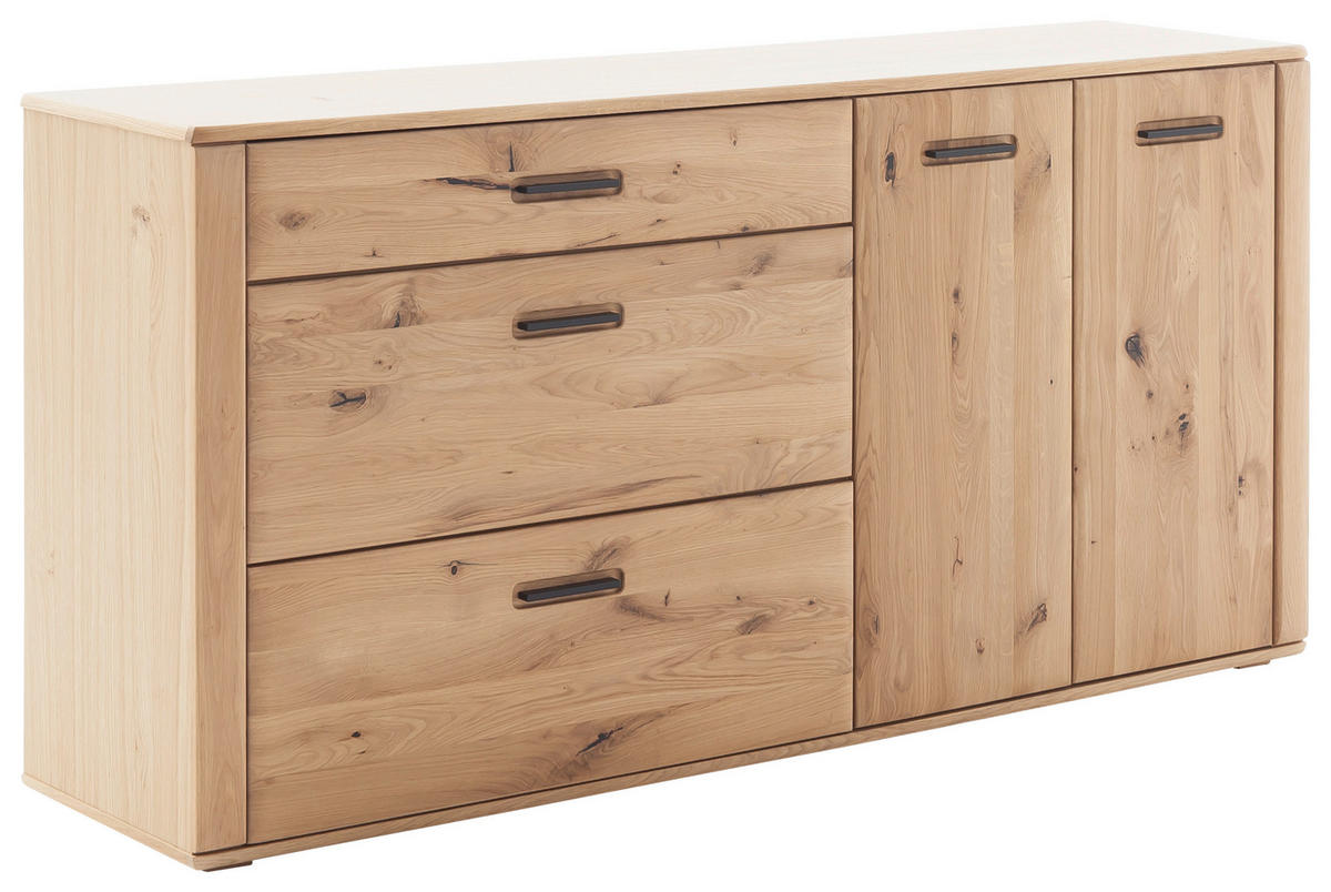 COMODĂ CU UȘI 179/90/44 cm  - culoare lemn stejar/antracit, Konventionell, metal/lemn (179/90/44cm) - Linea Natura