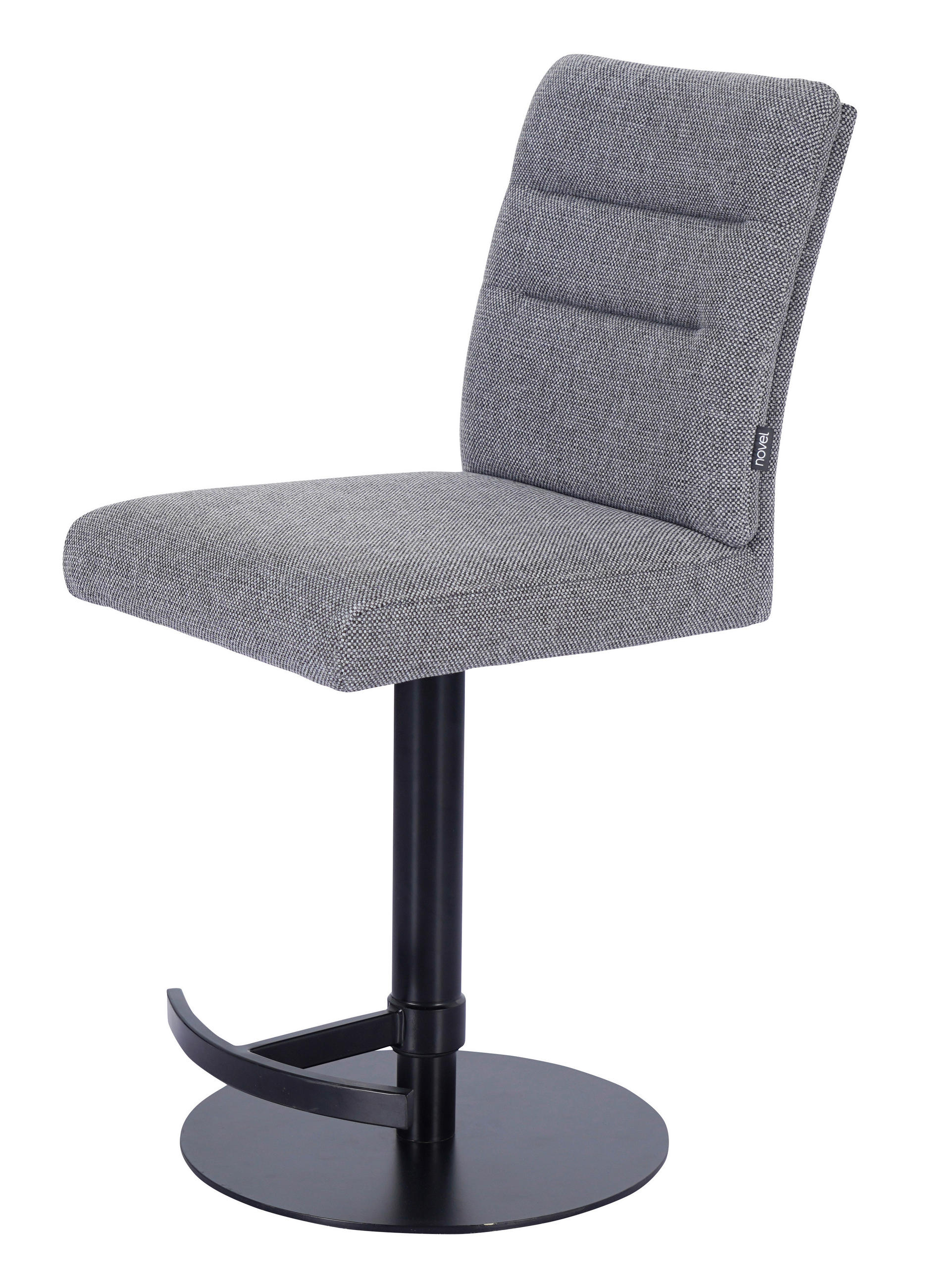 BARSKI STOL, siva  - barve nerjavečega jekla/siva, Design, kovina/tekstil (42/90-115/57cm) - Novel