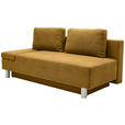 SCHLAFSOFA Flachgewebe Senfgelb  - Chromfarben/Senfgelb, Design, Holz/Textil (205/77-93/99cm) - Novel