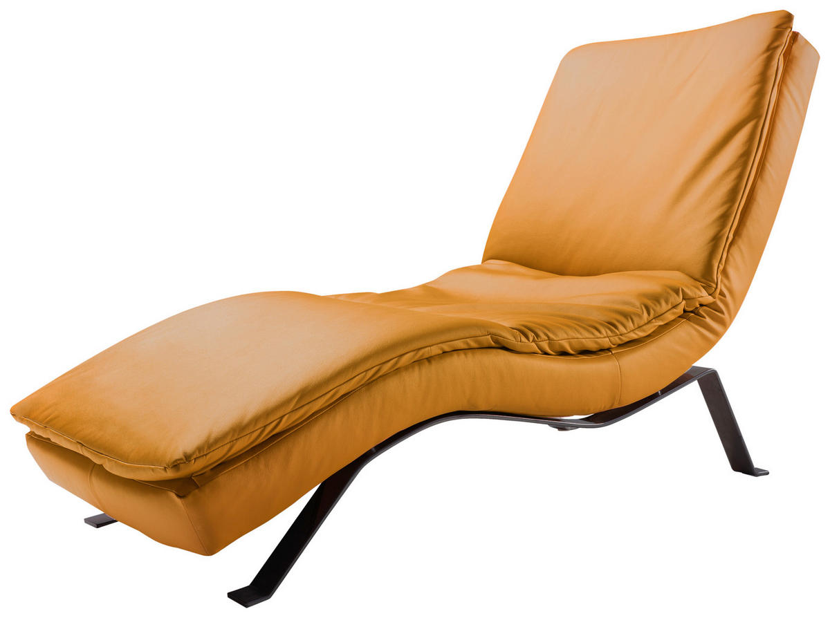 RECAMIER in piele galben  - galben/negru, metal/piele (65/65-95/171cm) - Celina Home