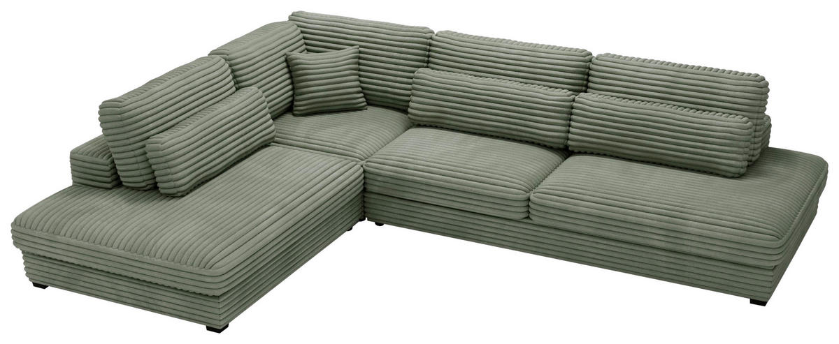Freisteller von Livetastic ECKSOFA Grün Cord, Plüsch.