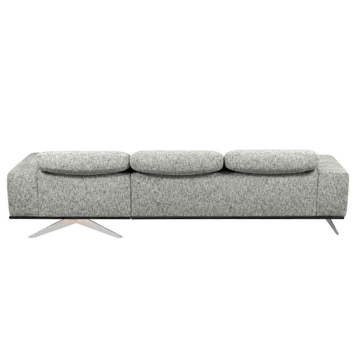 ECKSOFA PORTLAND in Struktur Grau Kopfteilverstellung  295/187 cm  - Chromfarben/Grau, Design, Holz/Textil (295/187cm) - Livetastic