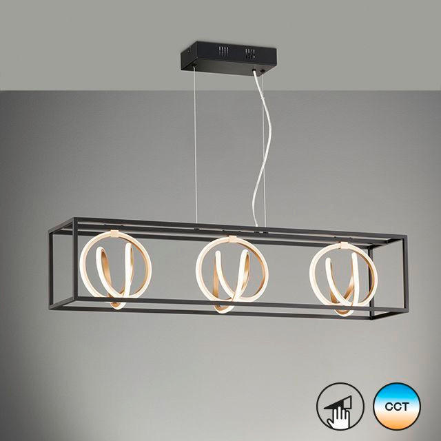 LED-HÄNGLAMPA Gisi 90/20/100 cm  - svart, Design, metall (90/20/100cm) - Fischer & Honsel