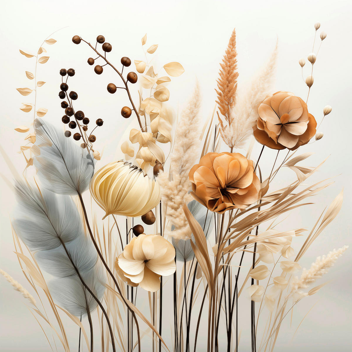 GLASBILD Blumen  - Naturfarben, Natur, Glas (20/40/1,40cm) - Euroart