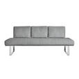 SITZBANK 224/92/78 cm  in Grau, Hellgrau  - Chromfarben/Hellgrau, Design, Textil/Metall (224/92/78cm) - Dieter Knoll