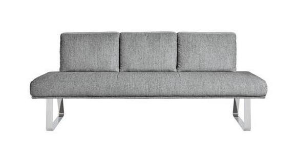 SITZBANK 224/92/78 cm in Grau, Hellgrau - Chromfarben/Hellgrau, Design, Textil/Metall (224/92/78cm) - Dieter Knoll