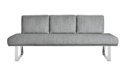 SITZBANK 209/92/78 cm  in Grau, Hellgrau  - Chromfarben/Hellgrau, Design, Textil/Metall (209/92/78cm) - Dieter Knoll