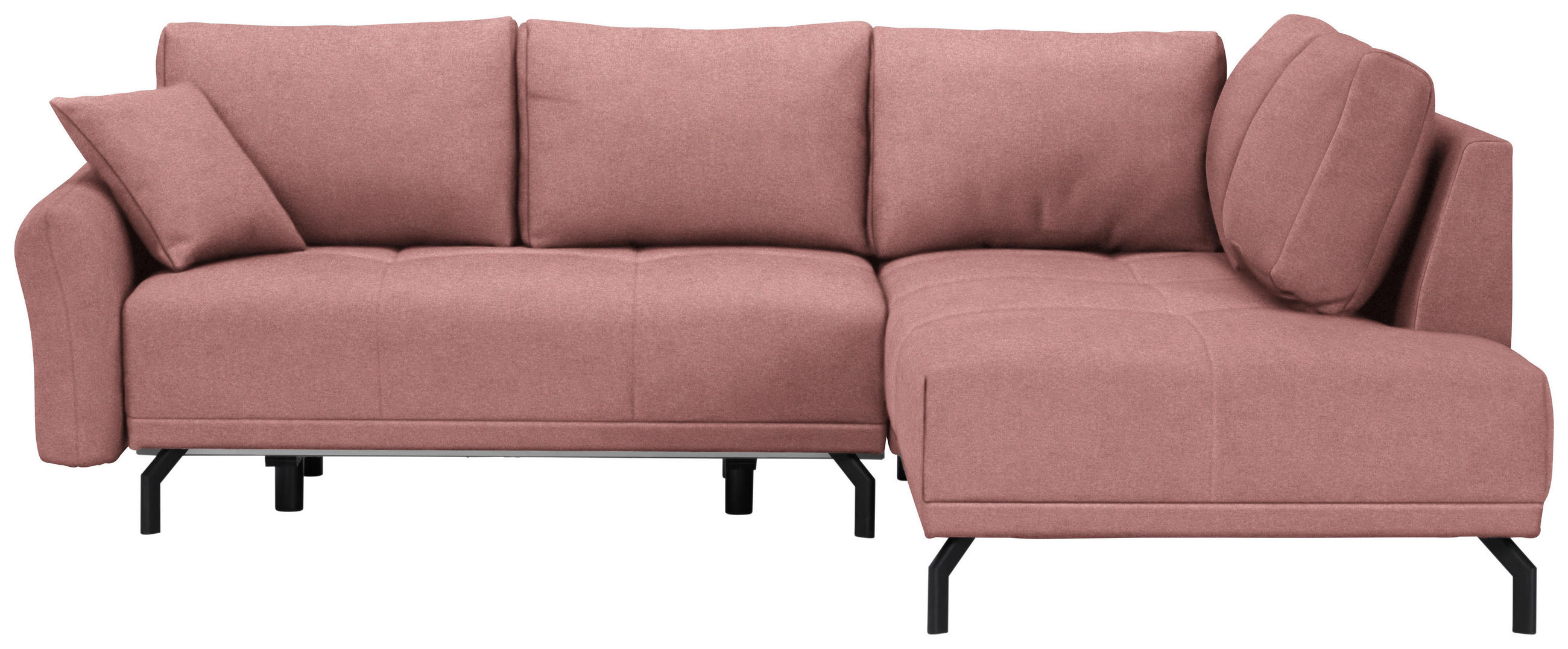 ECKSOFA in Webstoff Altrosa  250/191 cm  - Schwarz/Altrosa, Design, Textil/Metall (250/191cm) - Carryhome