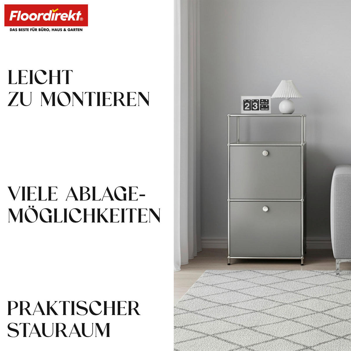 REGAL Grau  - Grau, Basics, Metall (50/100/40cm) - Floordirekt