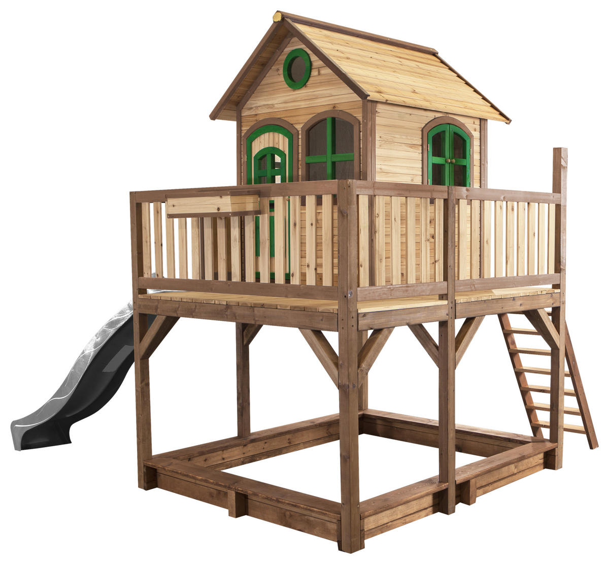 SPIELTURM 377/291/255 cm  - Braun/Grau, KONVENTIONELL, Holz (377/291/255cm) - Ambia Garden