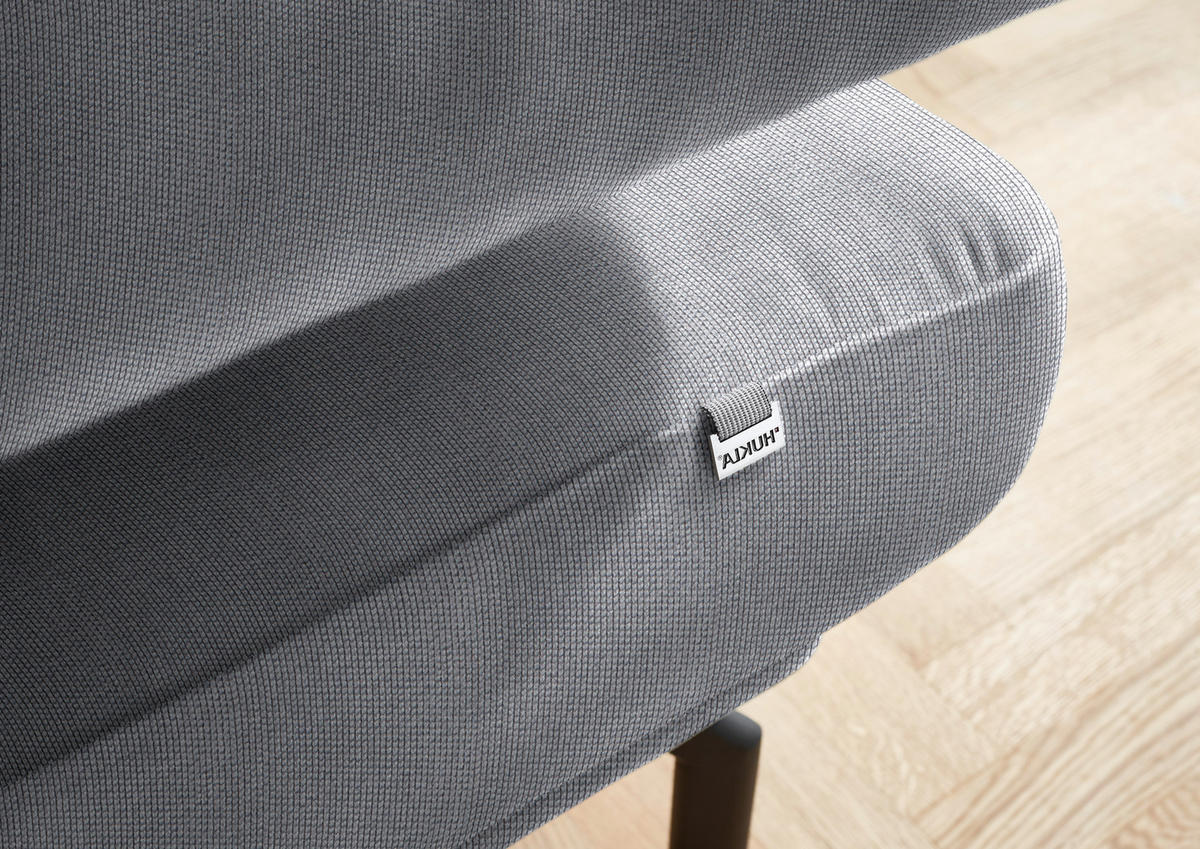 ECKSOFA in Chenille Grau  - Schwarz/Grau, Design, Textil/Metall (305/224cm) - Dieter Knoll
