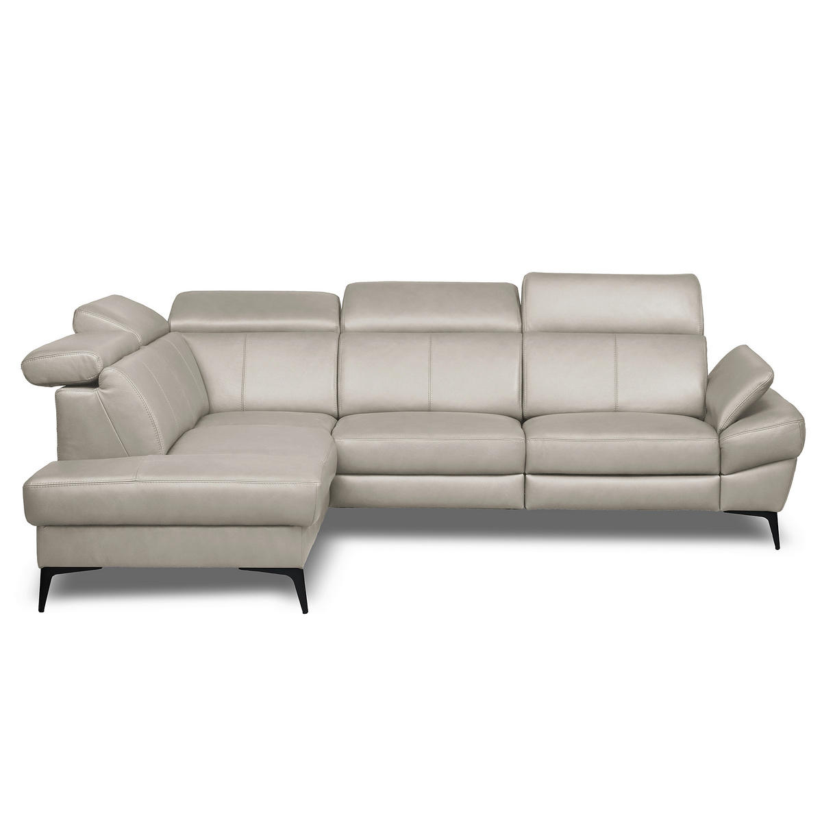 ECKSOFA  in Lederlook Echtleder Platinfarben  211/264 cm  - Platinfarben/Schwarz, Design, Leder/Textil (211/264cm) - Livetastic