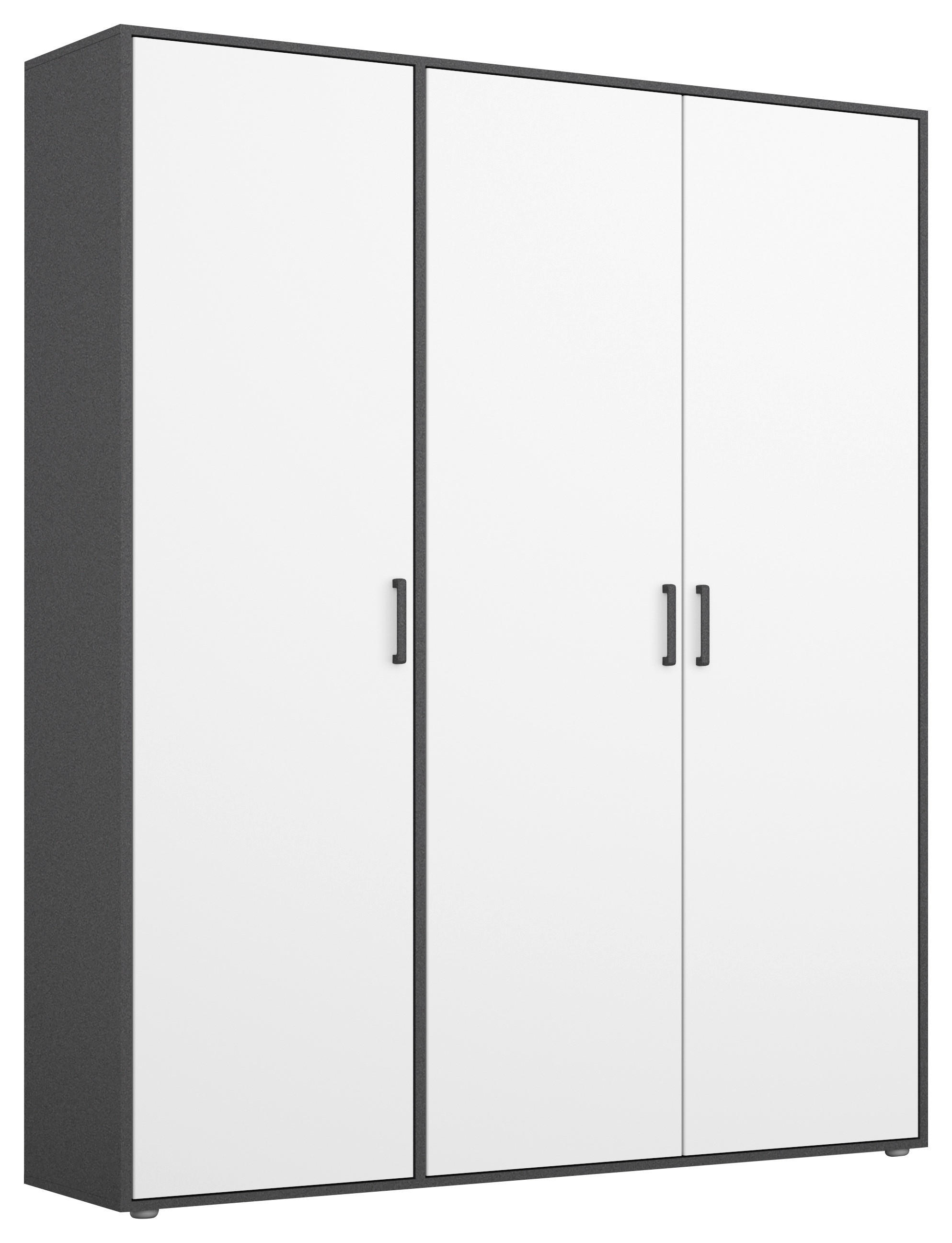 DREHTÜRENSCHRANK 140/194/53 cm,  in Grau, Weiß, 3 Tür(en)  - Weiß/Grau, MODERN, Holzwerkstoff/Kunststoff (140/194/53cm) - Rauch Möbel