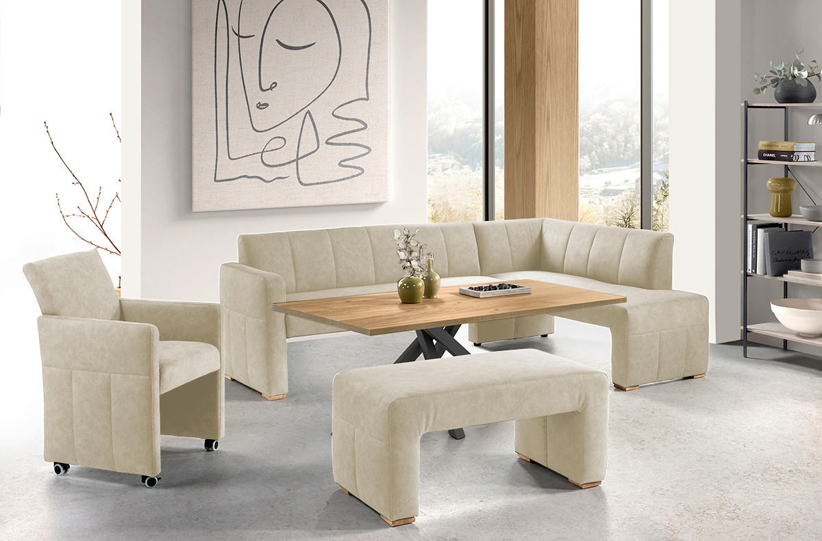 UGAONA KLUPA  boja peska   - boja hrasta/boja peska, Moderno, drvo/tekstil (104/55cm) - Livetastic