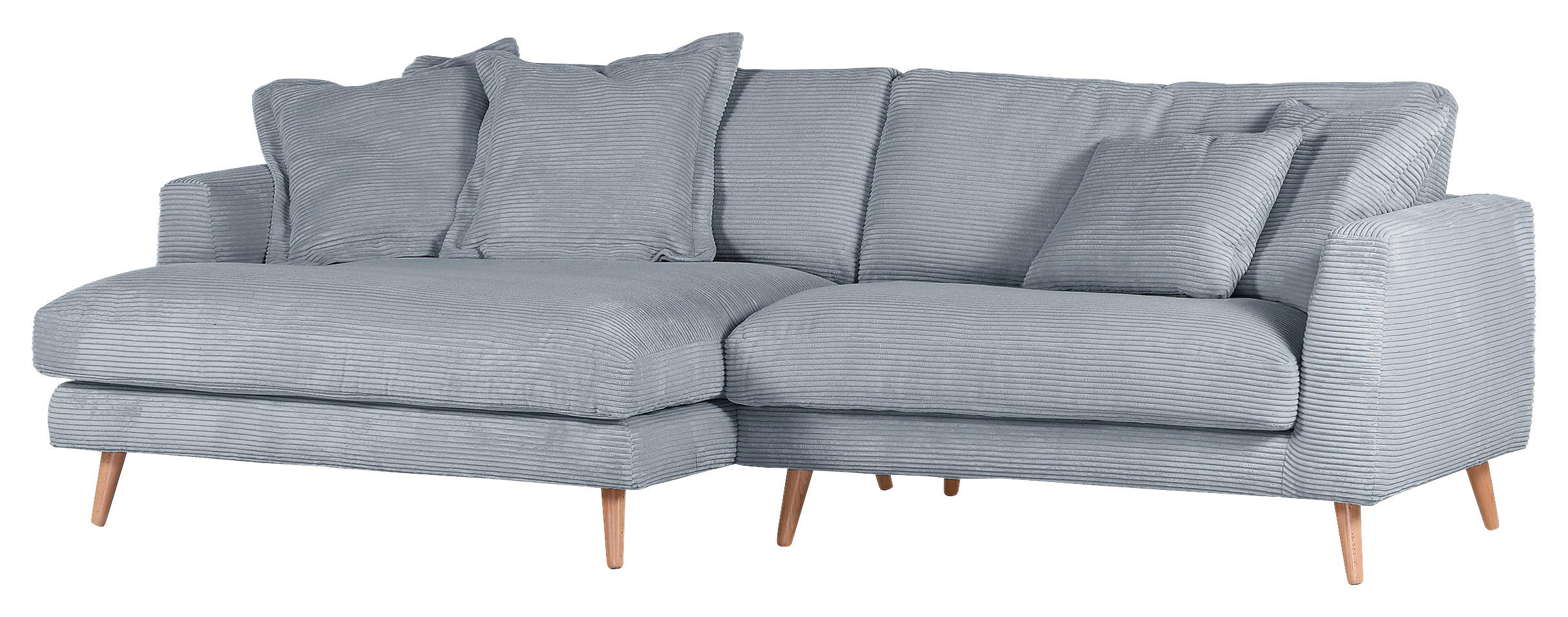 ECKSOFA in Cord Hellblau  - Naturfarben/Hellblau, Romantik / Landhaus, Holz/Textil (140/270cm) - Landscape