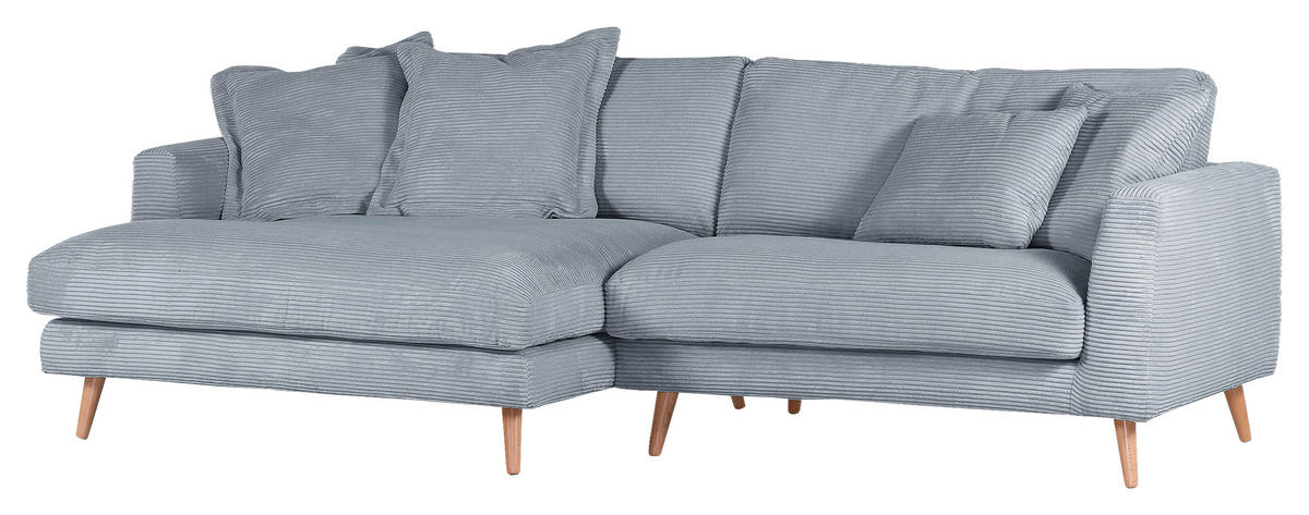 ECKSOFA in Cord Hellblau  - Naturfarben/Hellblau, Romantik / Landhaus, Holz/Textil (140/270cm) - Landscape