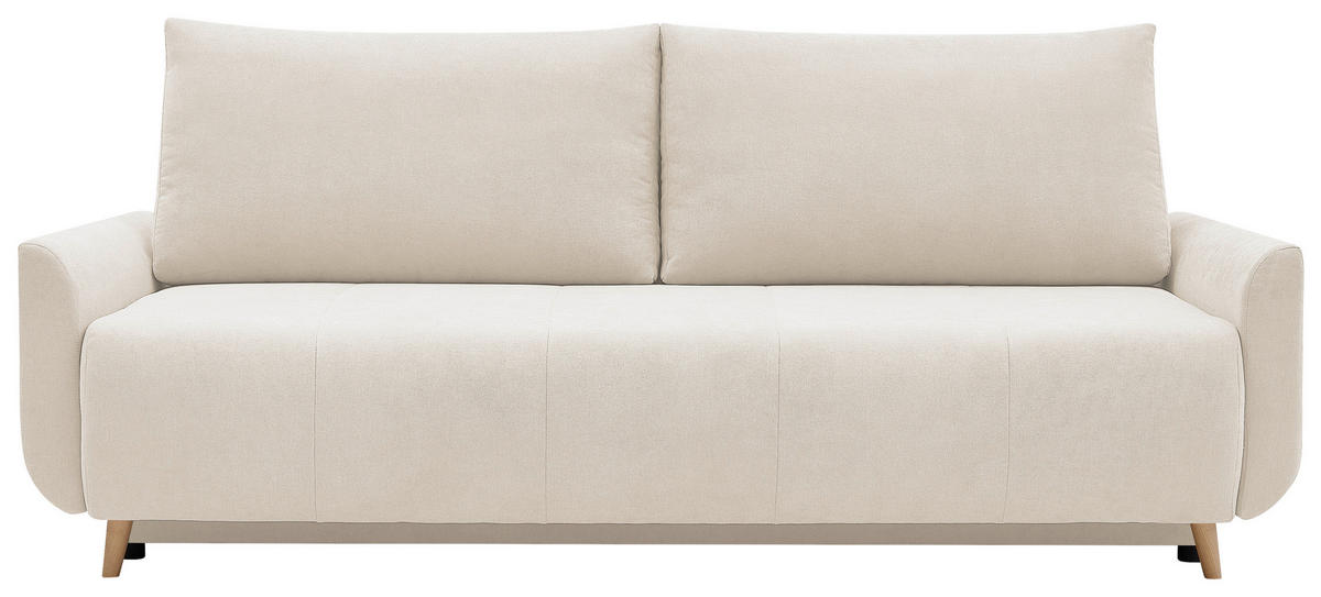 SCHLAFSOFA DUO Mikrofaser Weiß  inkl. Rückenkissen, Bettkasten, Schlaffunktion, Rücken echt  - Naturfarben/Weiß, Design, Textil (218/90/110cm) - P & B