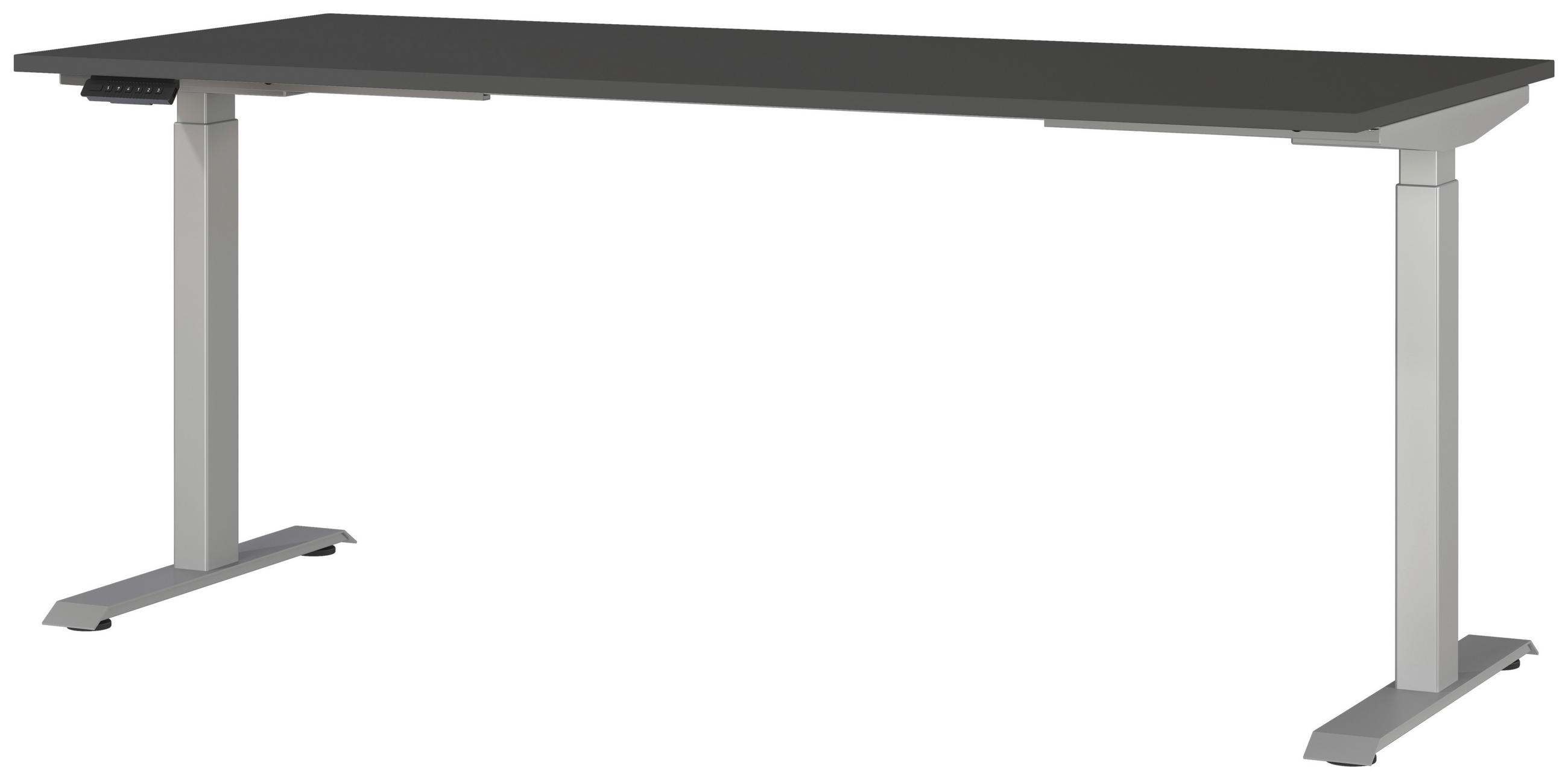 SCHREIBTISCH 180/80/72-118 cm  in Graphitfarben, Silberfarben  - Silberfarben/Graphitfarben, MODERN, Holzwerkstoff/Metall (180/80/72-118cm) - Novel