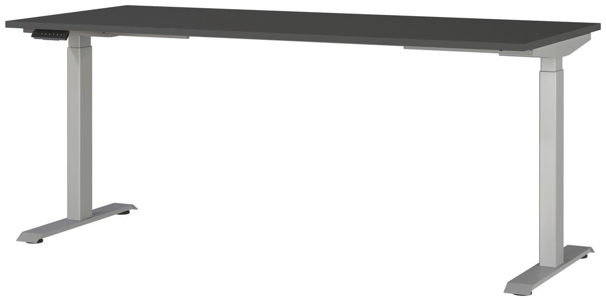 SCHREIBTISCH 180/80/72-118 cm  in Graphitfarben, Silberfarben  - Silberfarben/Graphitfarben, MODERN, Holzwerkstoff/Metall (180/80/72-118cm) - Novel