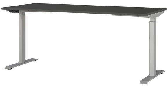 SCHREIBTISCH 180/80/72-118 cm  in Graphitfarben, Silberfarben  - Silberfarben/Graphitfarben, MODERN, Holzwerkstoff/Metall (180/80/72-118cm) - Novel