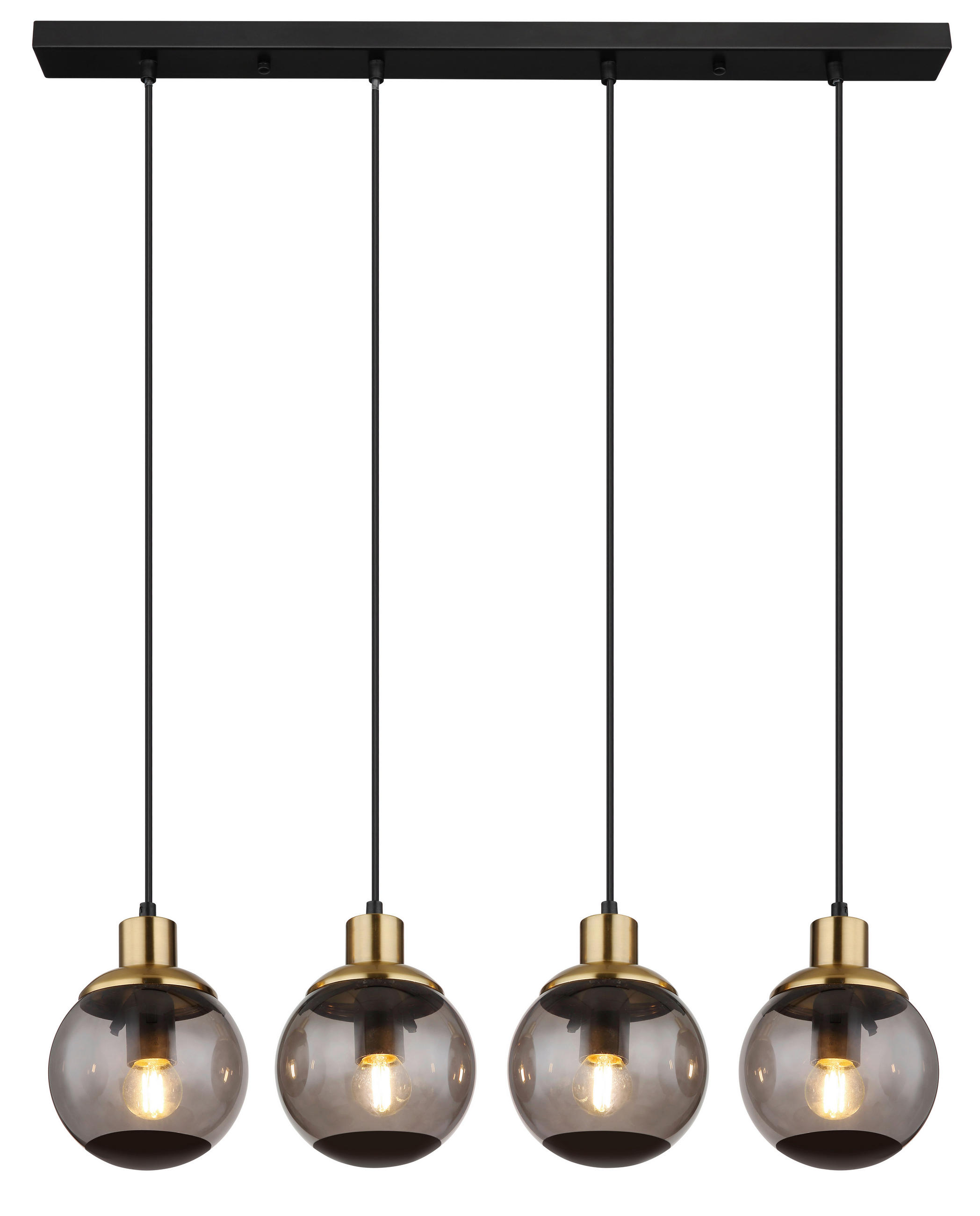 HÄNGELEUCHTE 75/15/110 cm    - Messingfarben/Schwarz, Design, Glas/Kunststoff (75/15/110cm) - Globo