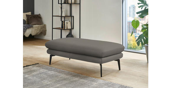 ECKSOFA in Echtleder Hellgrau 180/310 cm - Hellgrau/Schwarz, Design, Leder/Metall (180/310cm) - Dieter Knoll
