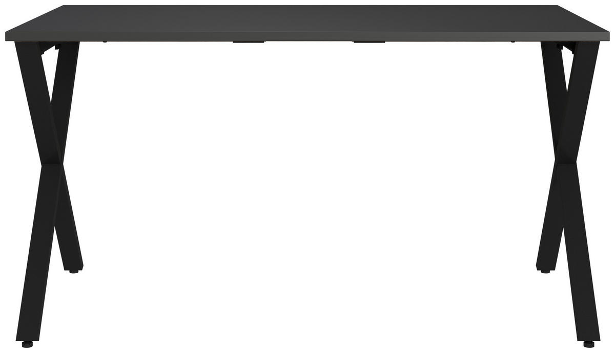 SCHREIBTISCH 140/80/75 cm Graphitfarben, Schwarz in verschiedenen Holz-Dekoren erhältlich, justierbare Füße  - Graphitfarben/Schwarz, MODERN, Holzwerkstoff/Metall (140/80/75cm) - Novel