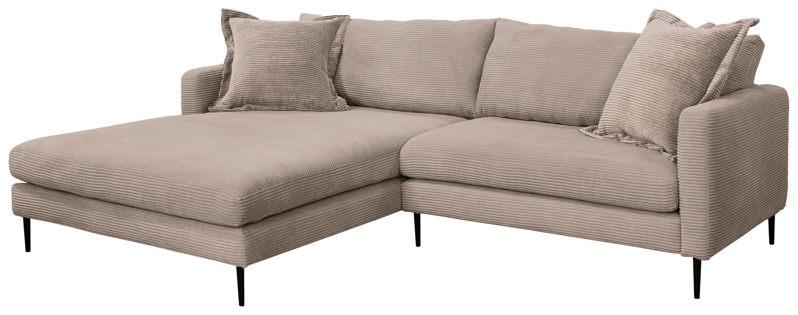 ECKSOFA in Cord Hellbraun  - Hellbraun/Schwarz, Design, Textil/Metall (193/268cm) - P & B