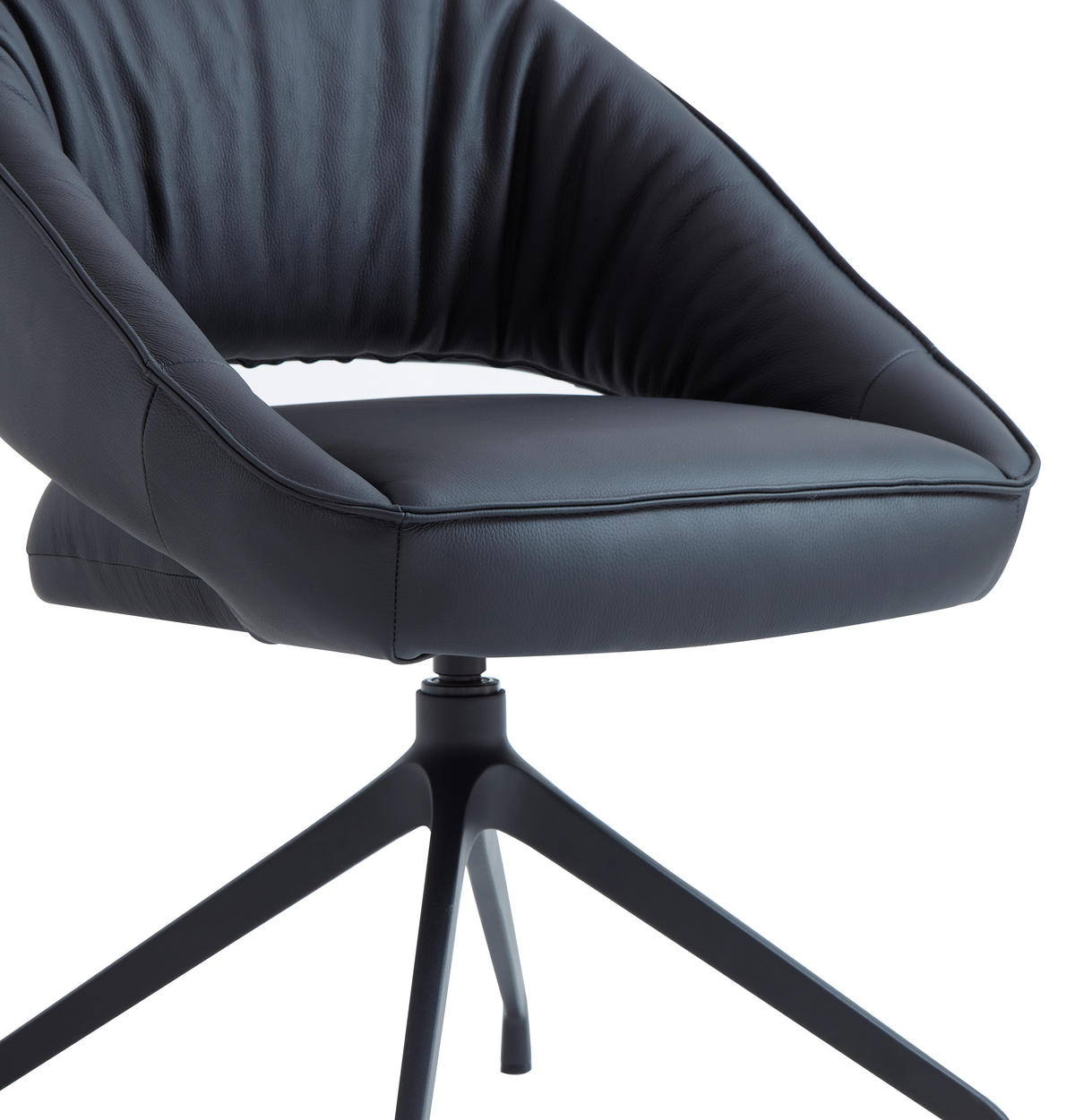 ARMLEHNSTUHL  Sitzfläche 360° drehbar, automatische Rückholfunktion  Echtleder  - Schwarz, Design, Leder/Metall (61/81/66cm) - Dieter Knoll