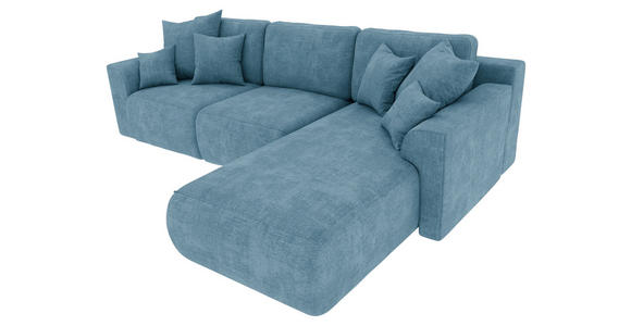 ECKSOFA in Samt Blau  - Chromfarben/Blau, KONVENTIONELL, Kunststoff/Textil (293/195cm) - Carryhome