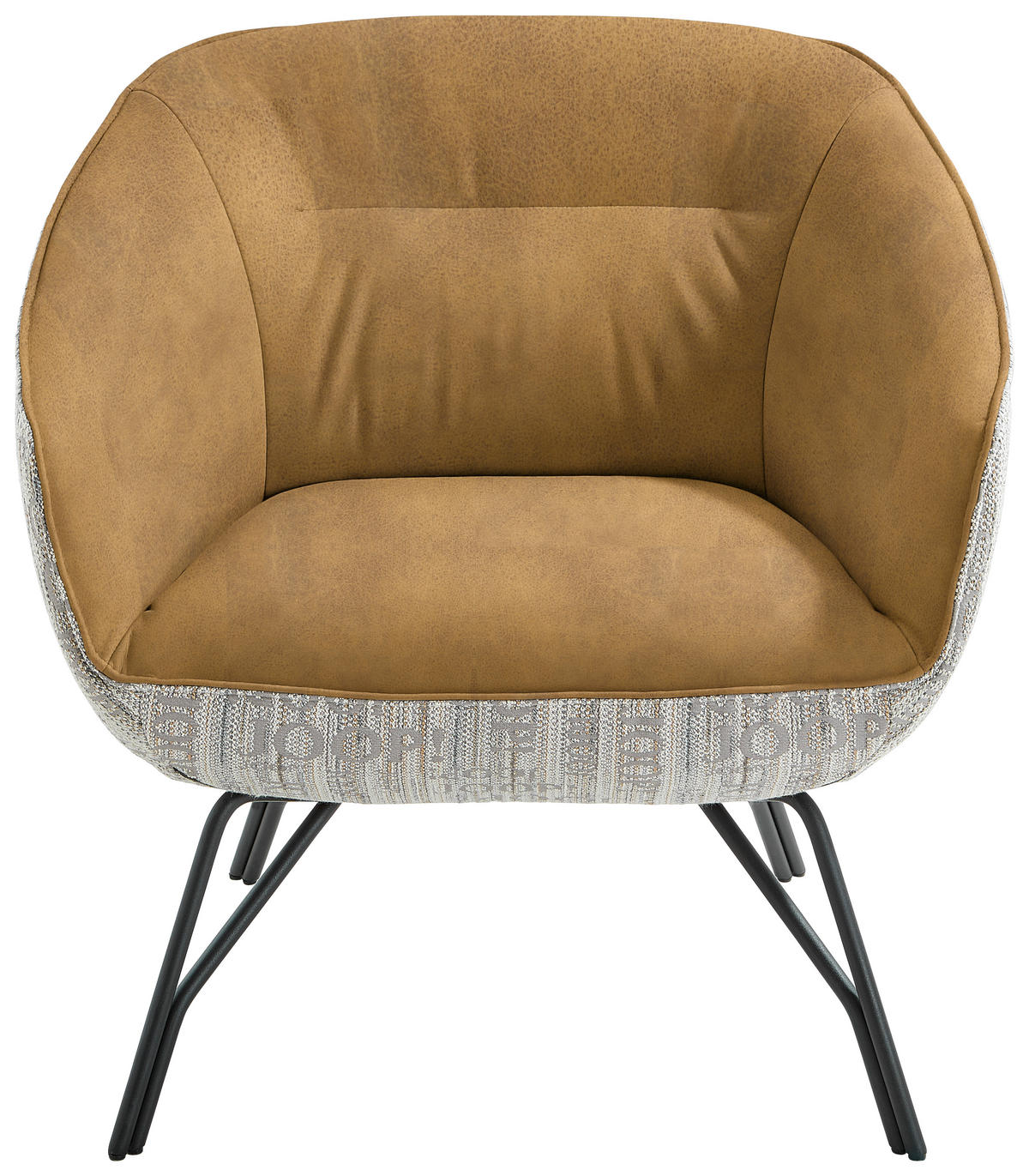 COCKTAILSESSEL in Struktur Echtleder Grau, Currygelb  - Currygelb/Anthrazit, Design, Leder/Textil (76/80/73cm) - Joop!