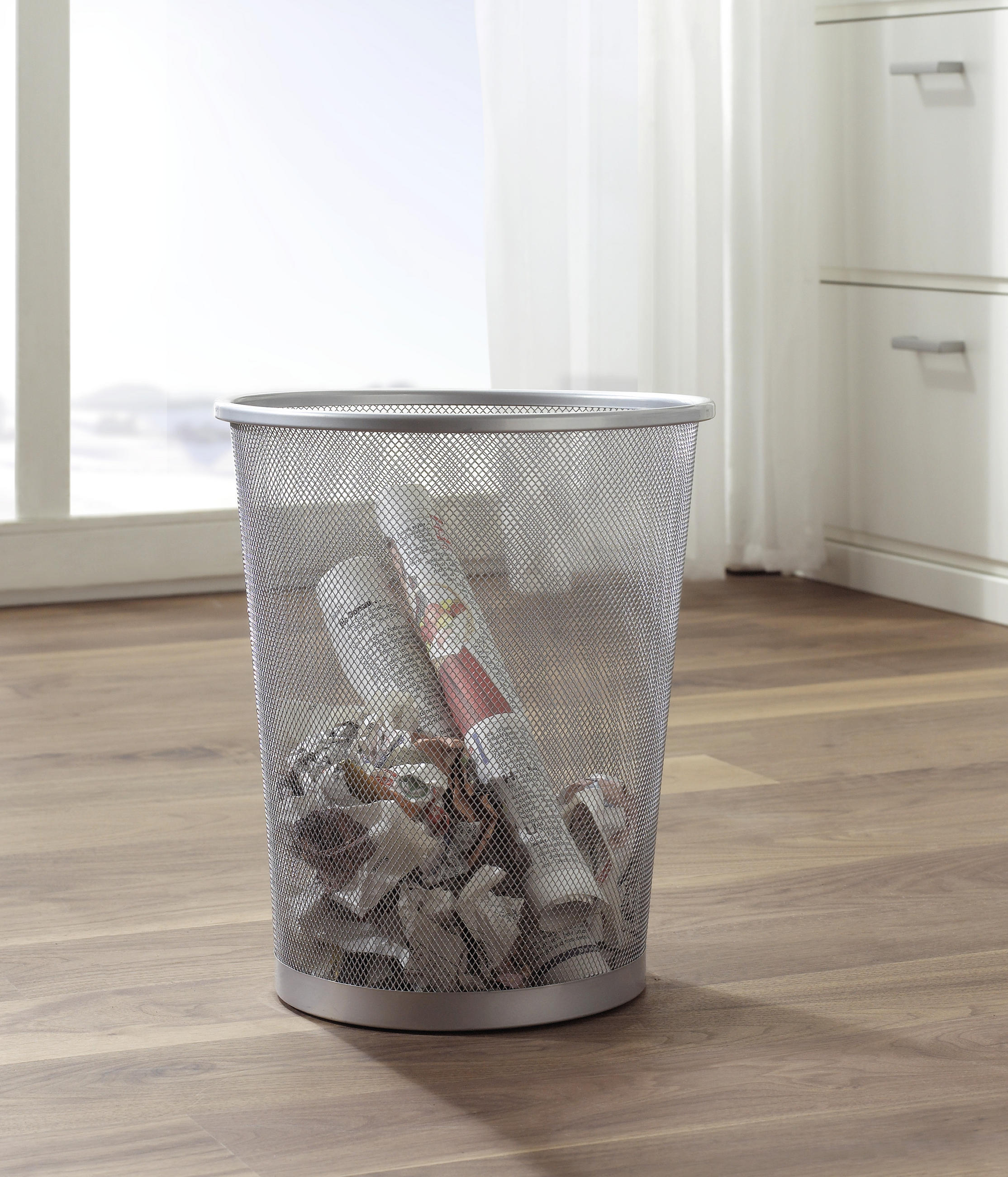 KOŠ NA PAPÍR  10 l - barvy stříbra, Basics, kov (29,5/35cm) - Homeware