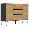 SIDEBOARD Posseik Industrial 140/93,6/42 cm 3 Schublade(n)  - Eichefarben/Graphitfarben, Design, Holzwerkstoff/Metall (140/93,6/42cm) - P & B