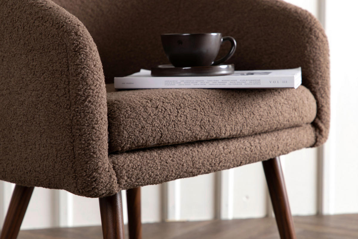 SESSEL in Teddystoff Braun  - Braun, Design, Textil/Metall (68/75/63cm) - Livetastic