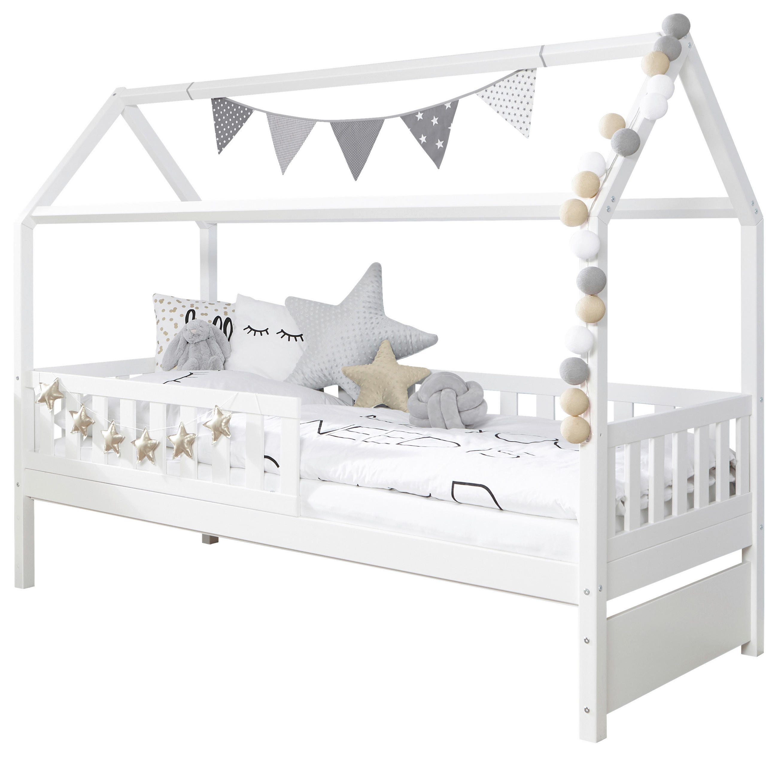 MID.YOU DĚTSKÁ POSTEL SE STŘÍŠKOU, 90/200 cm bílá