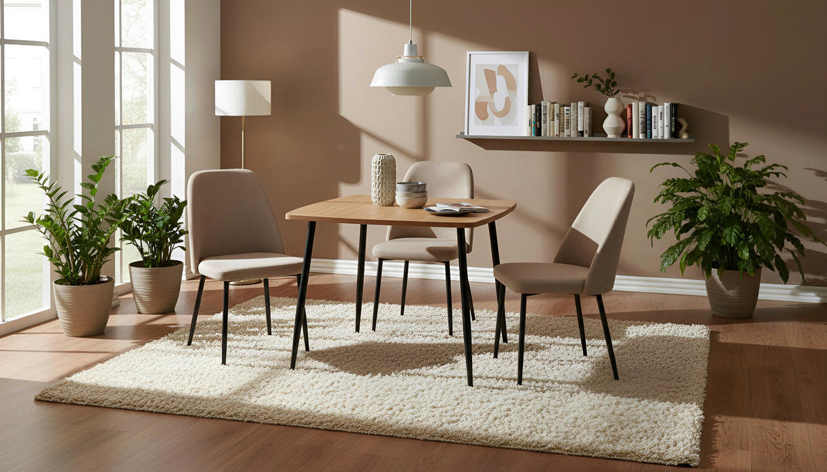 ESSTISCH 80/80/76 cm Echtholz  Holz, Metall quadratisch Schwarz, Akaziefarben  - Schwarz/Akaziefarben, LIFESTYLE, Holz/Metall (80/80/76cm) - Stylife