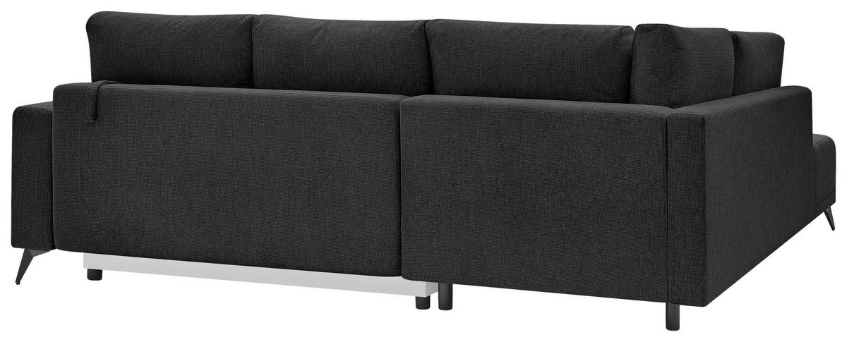 ECKSOFA RAFAEL Schwarz Struktur Rückenkissen, Bettkasten  - Schwarz, Design, Textil/Metall (218/269cm) - P & B