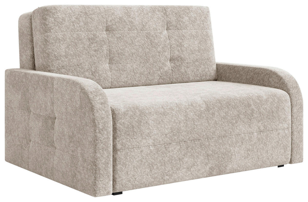 SCHLAFSOFA Chenille Creme  inkl. Bettkasten, Schlaffunktion, Rücken echt, Liegefläche im Originalstoff  - Creme/Schwarz, MODERN, Kunststoff/Textil (190/90/100cm) - Milino