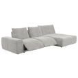 ECKSOFA in Velours Hellgrau  - Hellgrau/Schwarz, Design, Kunststoff/Textil (342/174cm) - Xora