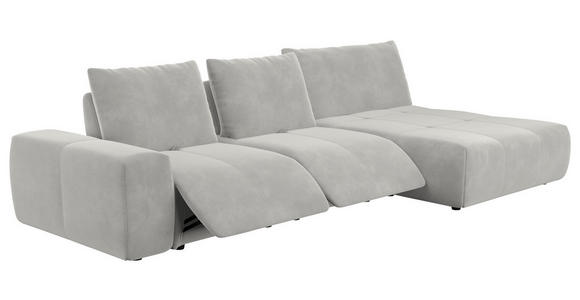 ECKSOFA in Velours Hellgrau  - Hellgrau/Schwarz, Design, Kunststoff/Textil (342/174cm) - Xora