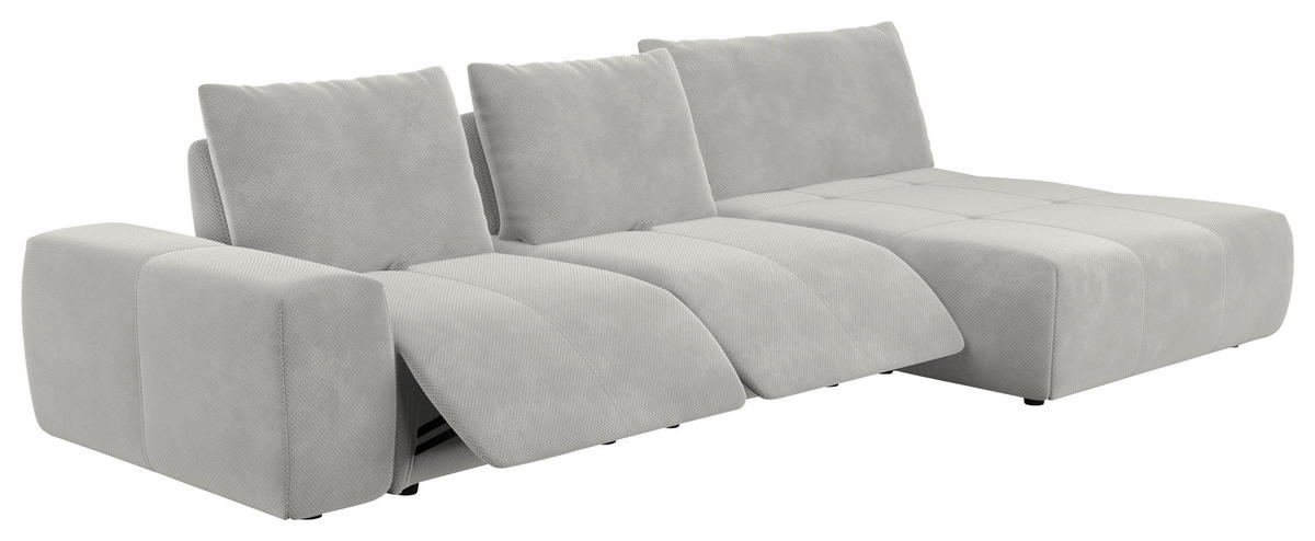 ECKSOFA in Velours Hellgrau  - Hellgrau/Schwarz, Design, Kunststoff/Textil (347/174cm) - Xora