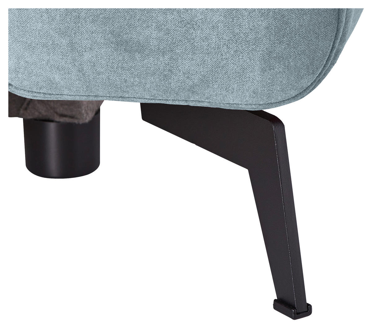 ECKSOFA Hellblau Chenille  - Schwarz/Hellblau, KONVENTIONELL, Textil/Metall (257/275cm) - Carryhome