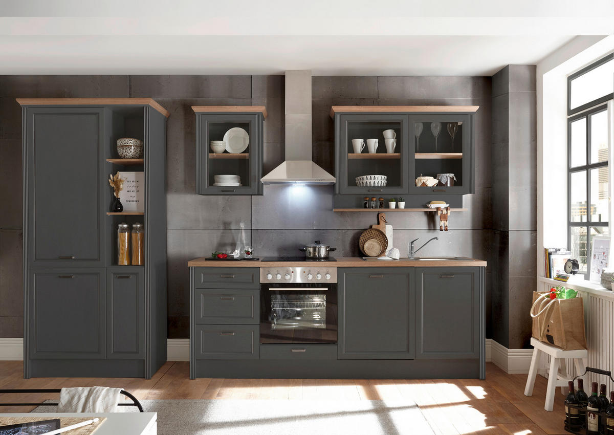 KÜCHENBLOCK 235-104 cm   in Anthrazit, Eiche Artisan  - Anthrazit/Eiche Artisan, LIFESTYLE, Holzwerkstoff/Metall (235-104cm) - MID.YOU