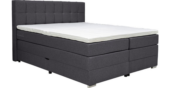 BOXSPRINGBETT 180/200 cm  in Dunkelgrau  - Dunkelgrau/Alufarben, KONVENTIONELL, Kunststoff/Textil (180/200cm) - Carryhome