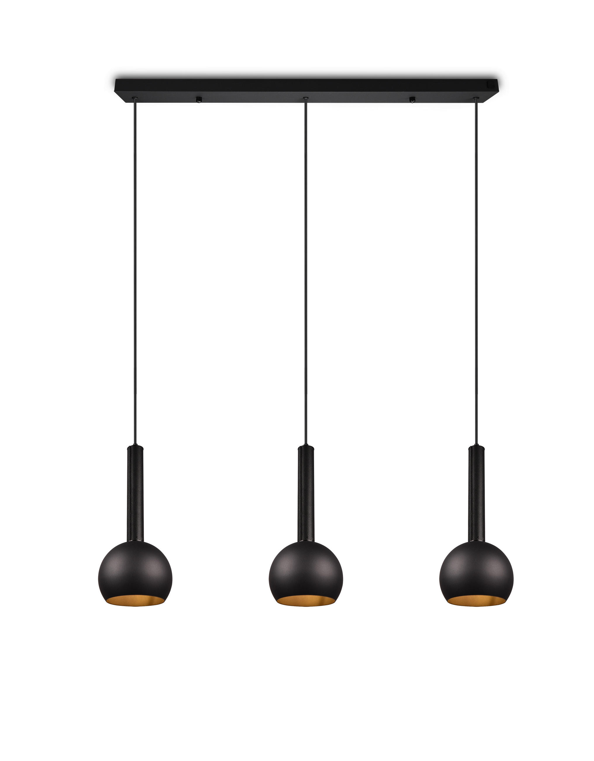 HÄNGELEUCHTE Ciliana 100/20/200 cm  - Schwarz, Design, Leder/Metall (100/20/200cm) - Trio Leuchten