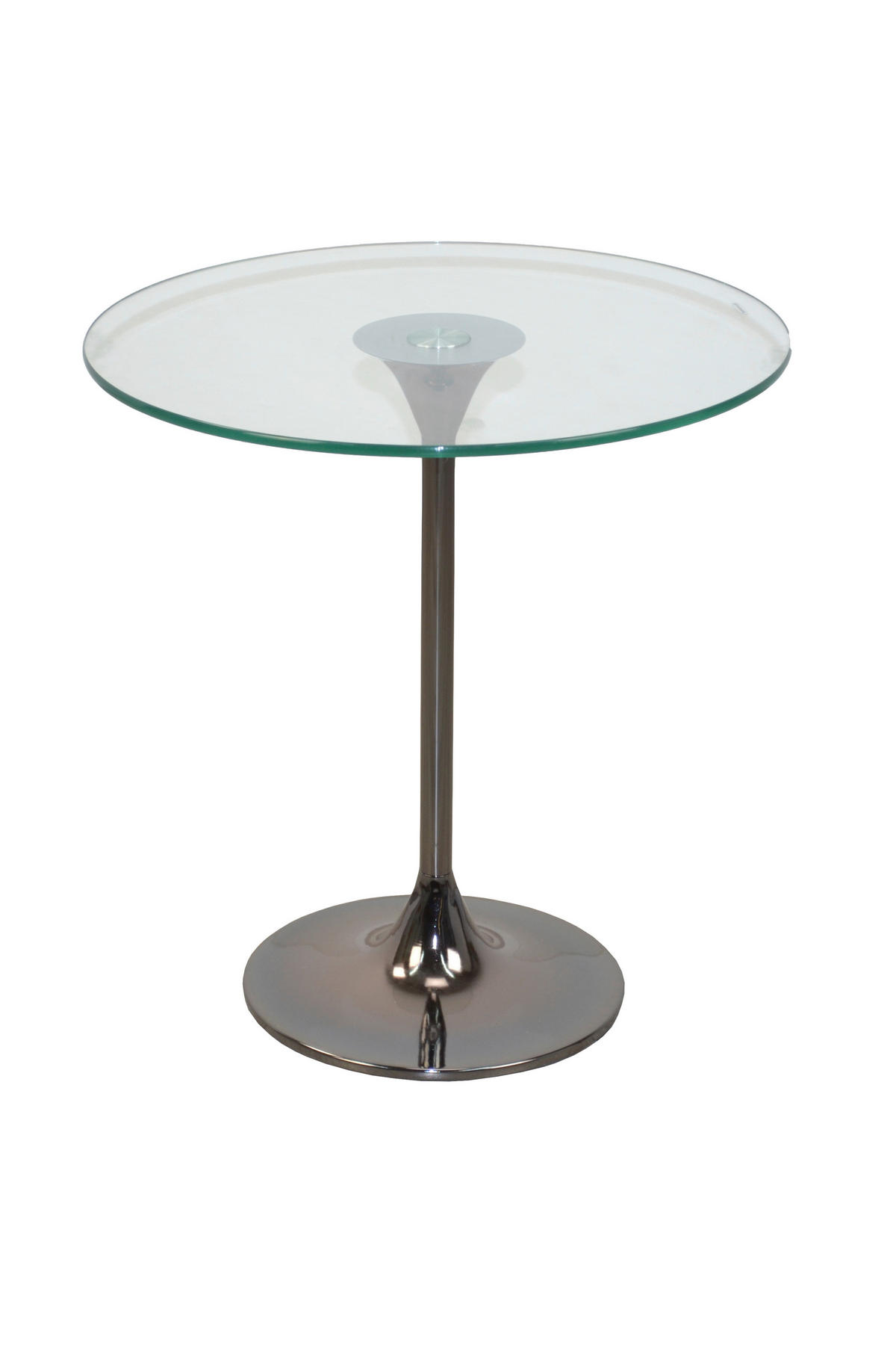 BEISTELLTISCH 45/45/47 cm Nickelfarben rund  - Nickelfarben, Design, Glas/Metall (45/45/47cm) - MID.YOU
