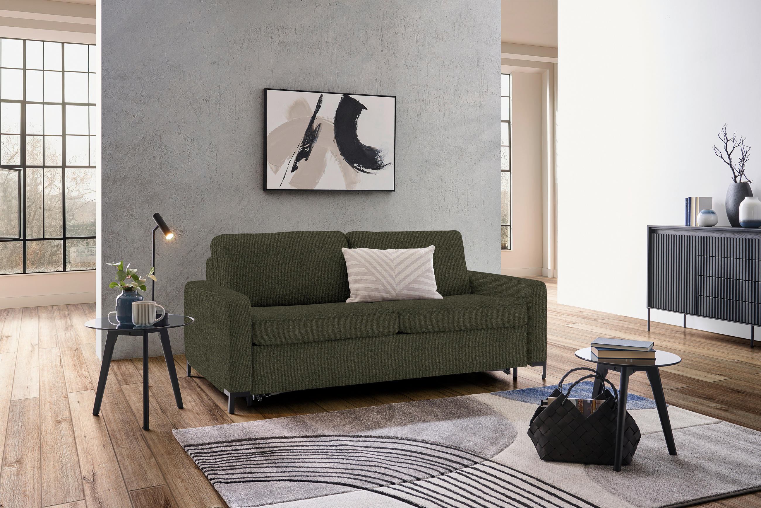 BÄDDSOFFA i vävt tyg mörkgrön  - svart/mörkgrön, Klassisk, metall/textil (187/84/97cm) - Livetastic