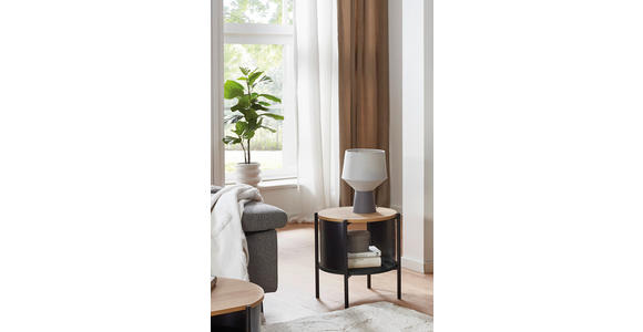BEISTELLTISCH 44/44/44 cm Naturfarben, Schwarz rund - Schwarz/Naturfarben, Trend, Holzwerkstoff/Metall (44/44/44cm) - Xora