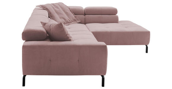 ECKSOFA in Feincord Altrosa  - Schwarz/Altrosa, KONVENTIONELL, Textil/Metall (311/219cm) - Hom`in